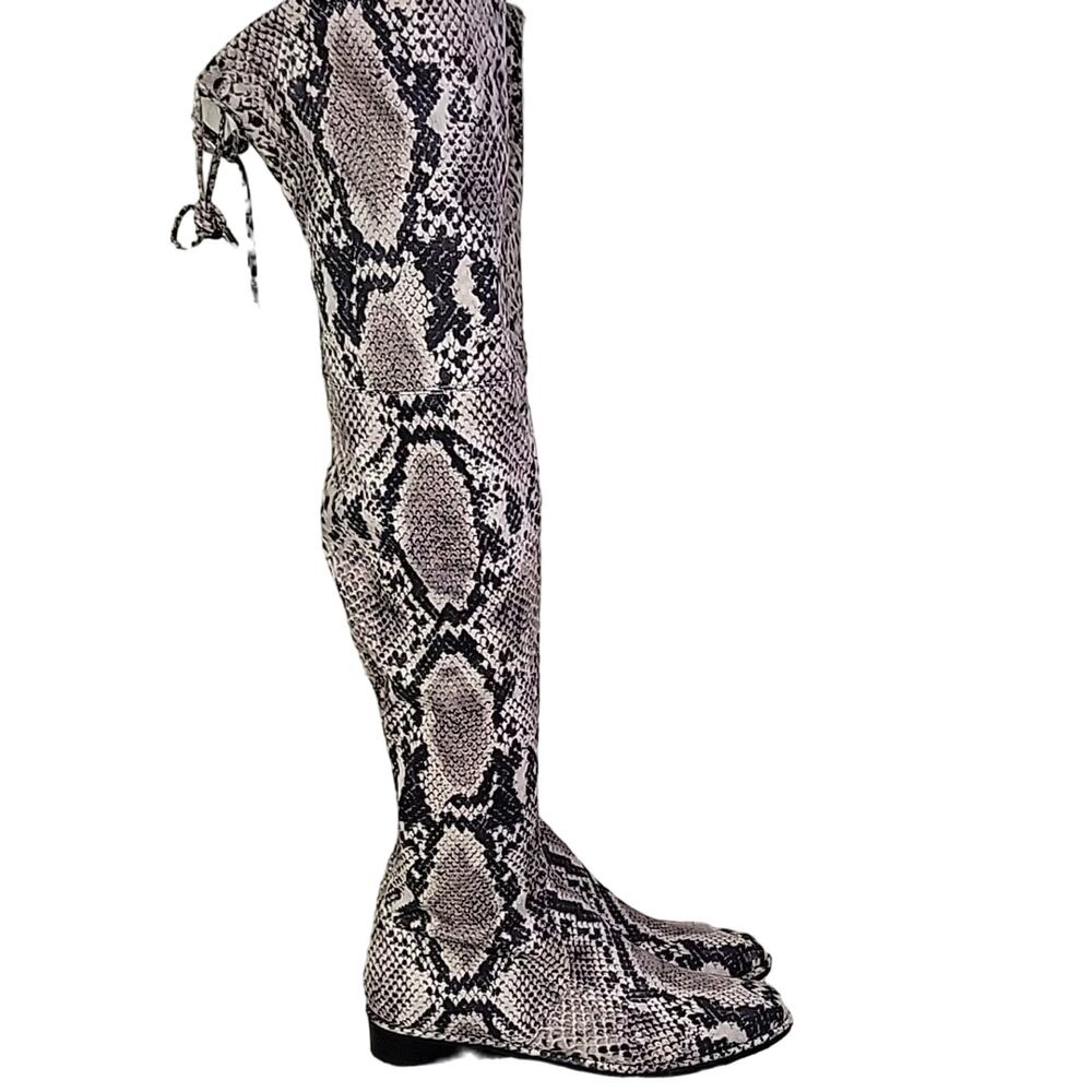 Marc Fisher Grey Snakeprint Knee High Zip Up Boots Womens Size 7 NEW